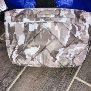 LUG FLARE 2 RFID CROSSBODY CAMO TAUPE QUILTED BAG